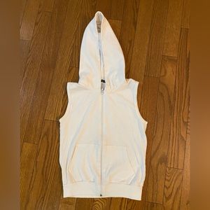 Brandy Melville | White Cropped Hoodie Vest